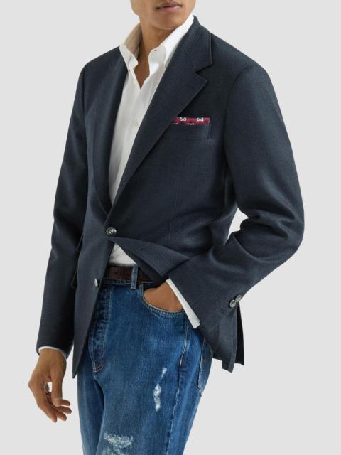 Brunello Cucinelli Men's Mouliné Virgin Wool Twill Deconstructed Cavallo Blazer - Navy Blue