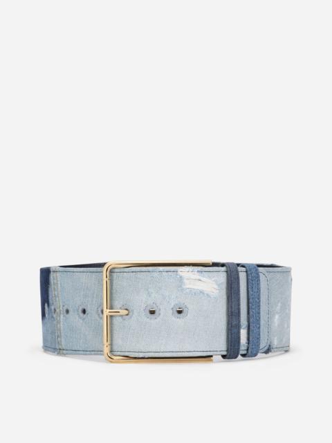 Patchwork denim belt