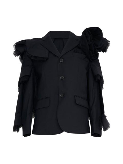 Noir Kei Ninomiya Tulle Ruffle Tailored Blazer