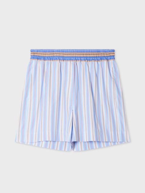 Paul Smith Women's Light Blue Stripe Cotton Shorts