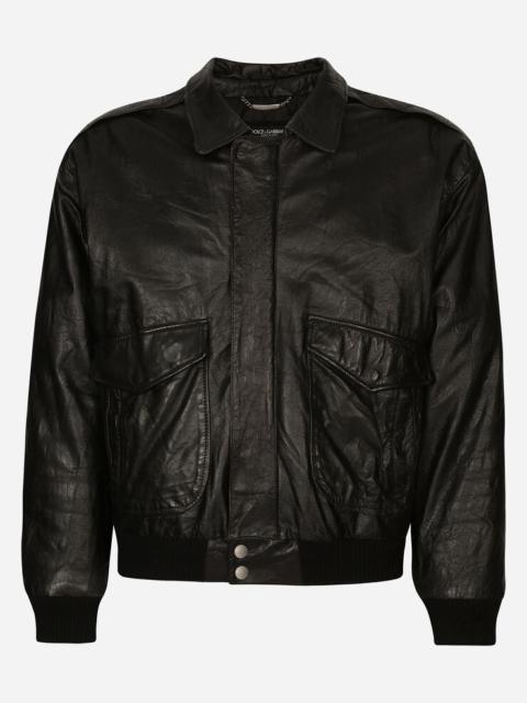 Dolce & Gabbana Vintage leather jacket with branded tag