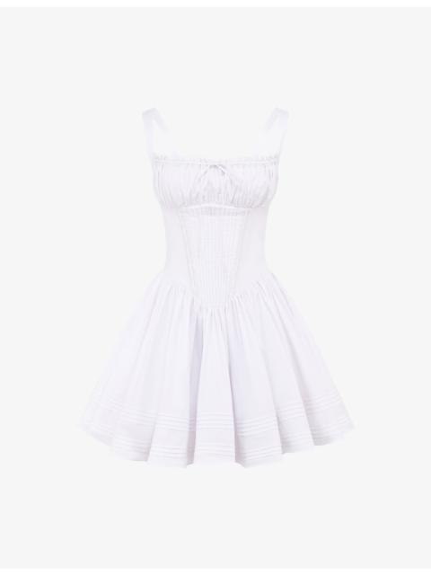 House of CB Natassia Flared-Skirt Cotton-Blend Mini Dress