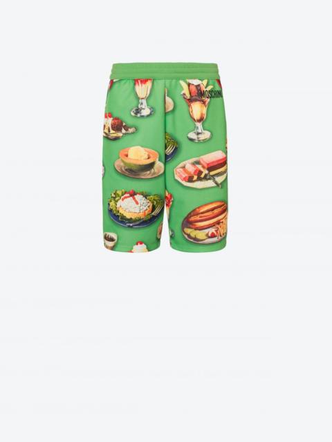 Moschino FOOD PRINT COTTON BLEND BERMUDA SHORTS