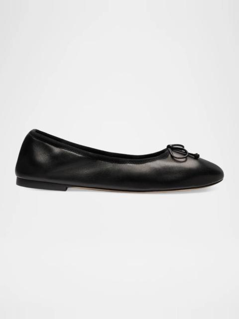 Stuart Weitzman Nia Ruched Leather Ballet Flats