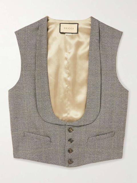 GUCCI Checked Wool and Satin Waistcoat