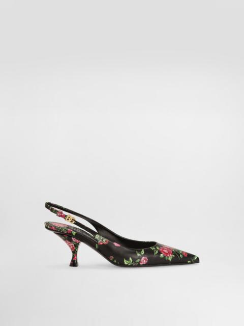 Dolce & Gabbana Lollo calfskin slingback with rose print