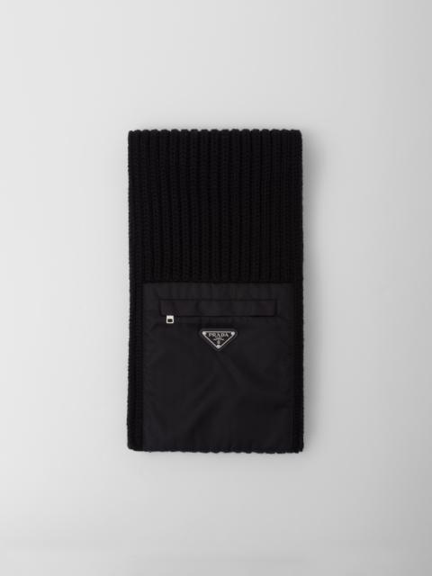 Prada Re-Nylon gabardine and wool scarf