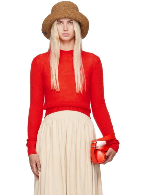 Jil Sander Red Cropped Sweater