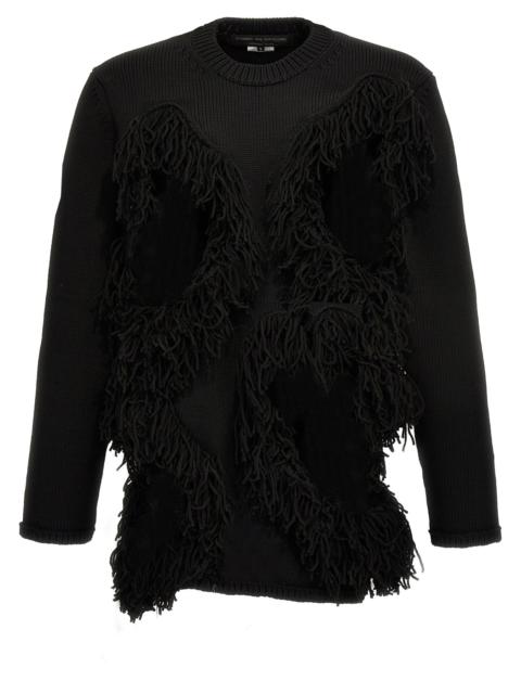Cut-Out And Fringed Sweater Sweater, Cardigans Black