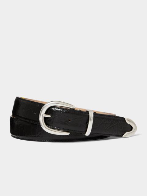 TODD SNYDER Italian Crocodile Embossed Leather Belt