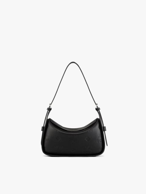 MCM Aren Flap Hobo Bag in Embossed Monogram Leather