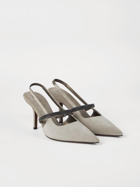 Brunello Cucinelli Suede heels with precious strap