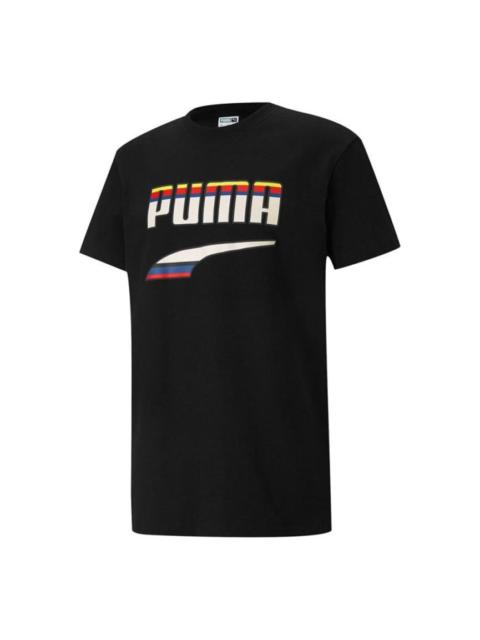 PUMA PUMA Printed Round Neck T-Shirt 'Black White' 531497-01