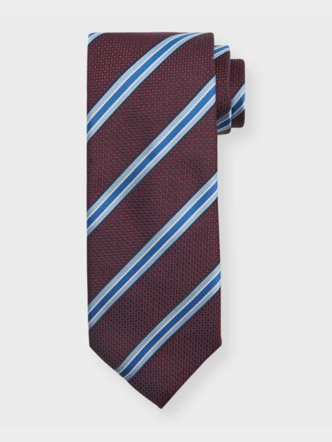 Canali Men's Silk-Cotton Stripe Silk Tie