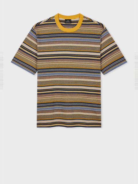 Paul Smith Yellow And Navy Stripe Cotton T-Shirt