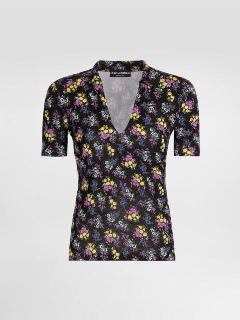 Dolce & Gabbana Small floral-print silk pullover