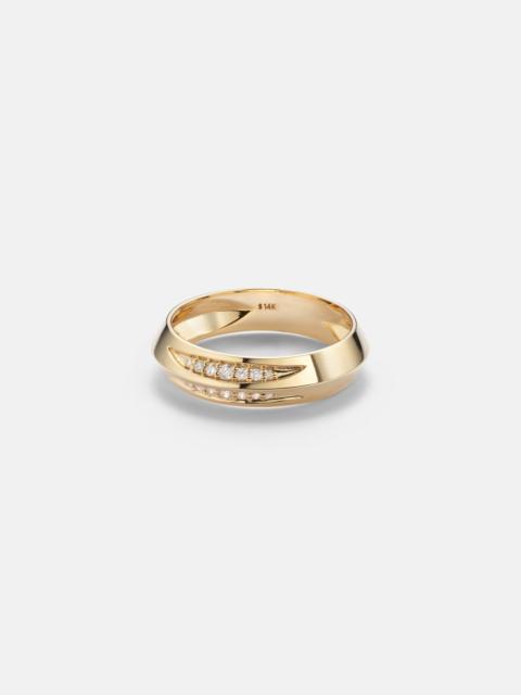 STONE AND STRAND Knife Edge 14kt gold ring with diamonds