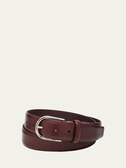 Brioni Men's Round-Buckle Leather Belt
