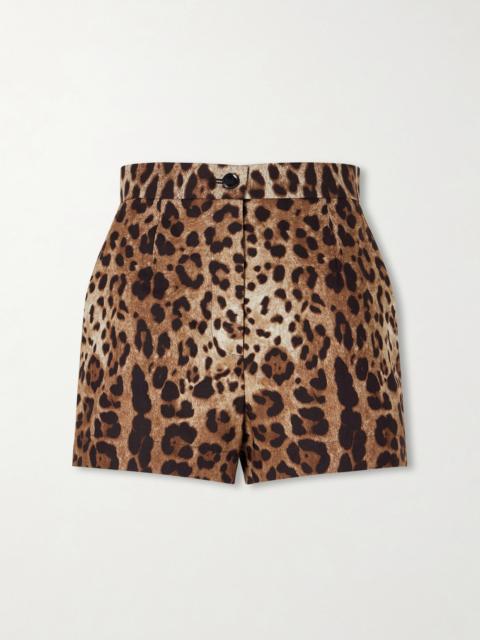 Dolce & Gabbana Leopard-print High-rise Cotton Shorts