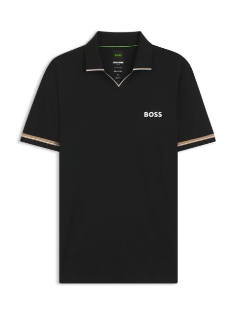 BOSS ACTIVE SLIM-FIT POLO SHIRT WITH SIGNATURE-STRIPE DETAILS