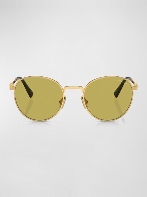 Miu Miu Logo Metal Round Sunglasses