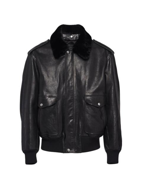 triangle-logo leather jacket