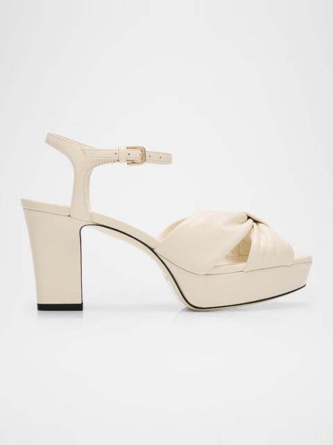 JIMMY CHOO 80mm Heloise Leather Platform Sandals