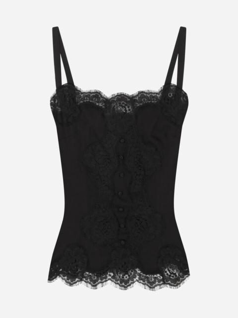 Dolce & Gabbana Strappy charmeuse top with lace details