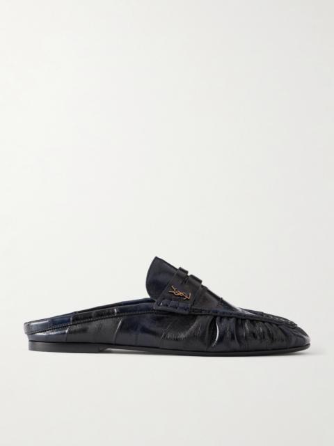 SAINT LAURENT Le Loafer Logo-embellished Mules
