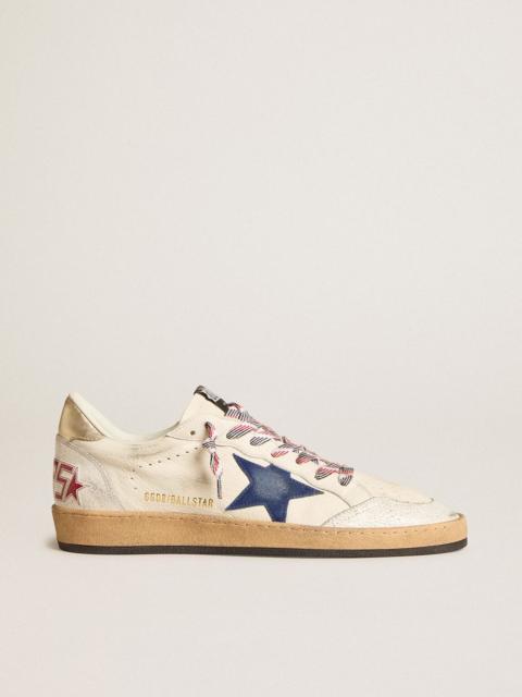 Golden Goose Ball Star in nappa leather with blue suede star and platinum leather heel tab