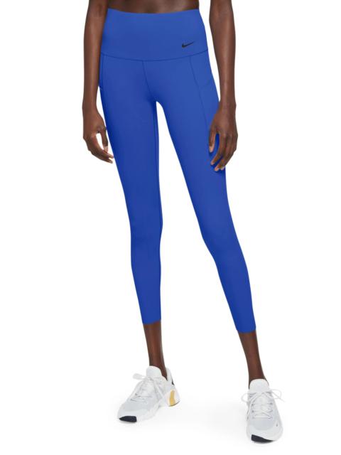 Universa Medium Support High Waist 7/8 Leggings in Hyper Royal/Black