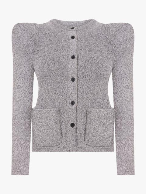MELITTA BAUMEISTER FOAMY SHOULDER GLITTER CARDIGAN JACKET | SILVER