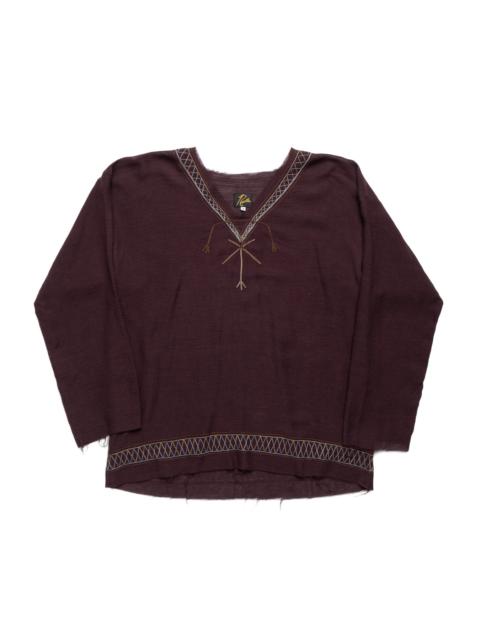 NEEDLES Embroidered Tunic CU/R Gauze - Burgundy