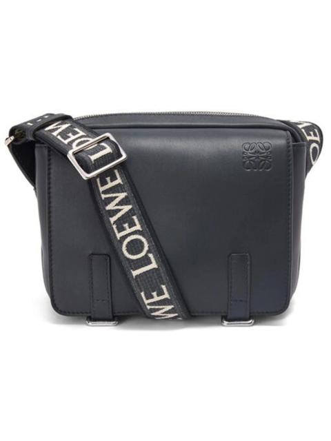 Loewe LOEWE Military Messenger Bag in Soft Grained Calfskin and Jacquard XS Deep Navy