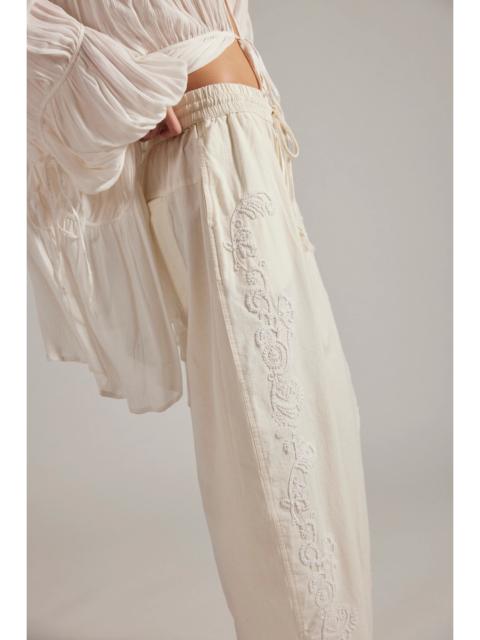 FREE PEOPLE Lex Embroidered Pull-On Barrel Pants