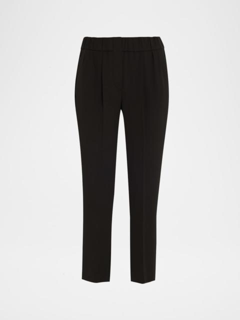Brunello Cucinelli Crepe Cady Slim-Leg Ankle Pull-On Pants