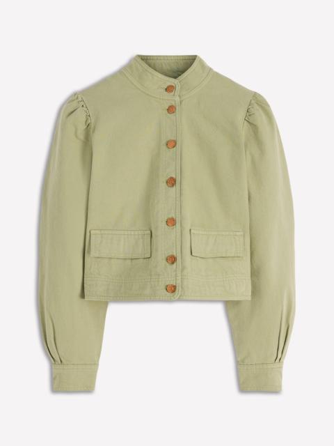 BODEN Topstitch Denim Jacket-Soft Green