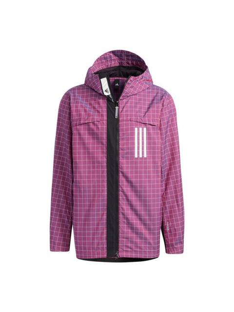 adidas WND Sports Plaid Windproof Hooded Jacket Purple GH8162