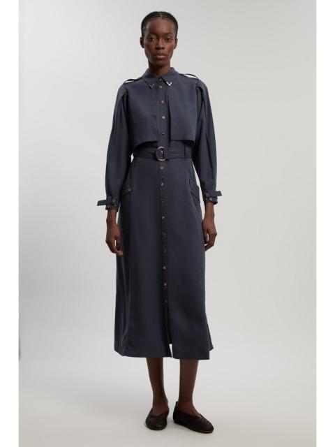 KAREN MILLEN Cupro Utility Twill Woven Shirt Dress With Belt Detail