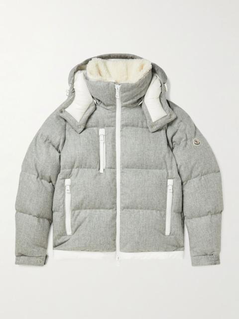 Moncler Tarentaise Quilted Virgin Wool-Flannel Hooded Down Jacket Gray