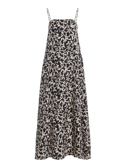 ASCENO Melfi Flared Silk Maxi Dress black