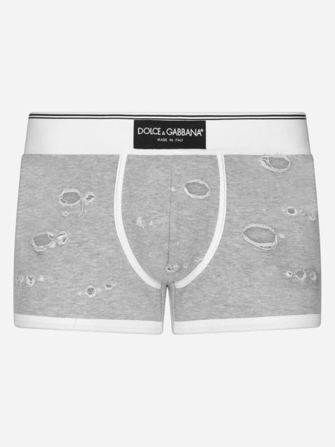 Dolce & Gabbana Cotton fleece boxers with patch