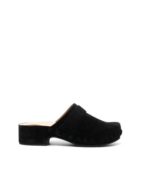 suede clog mules