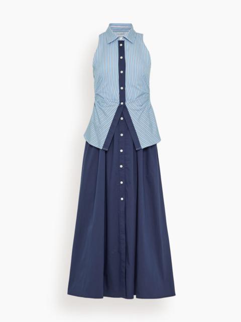 TANYA TAYLOR Hannah Dress in Cloudy Blue/Optic White