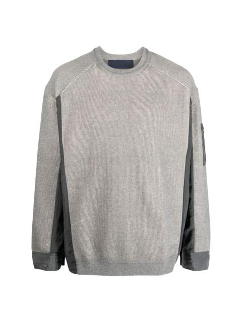 two-tone ribbed-knit sweatshirt
