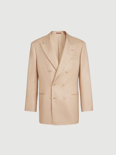 Brunello Cucinelli Silk diagonal one-and-a-half breasted tuxedo jacket with peak lapels