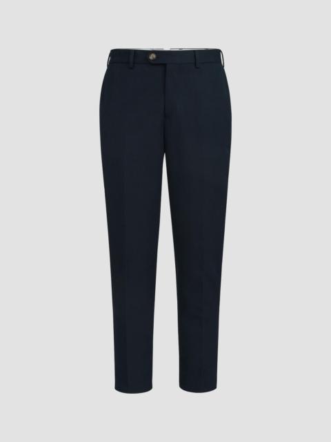 Brunello Cucinelli Men's Cotton and Virgin Wool Gabardine Italian Fit Trousers - Blue