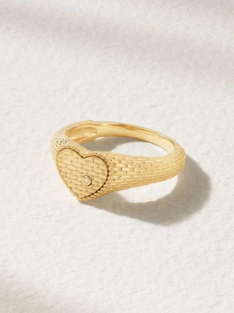 Baby Chevalière Coeur 9-karat gold diamond ring Gold