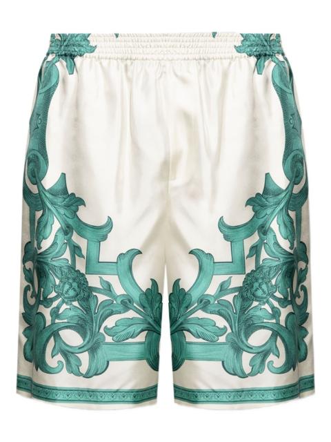 VERSACE baroque print silk shorts