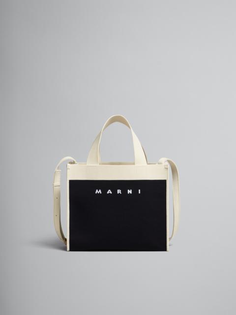 Marni SMALL SHOPPING BAG IN BLACK AND WHITE JACQUARD